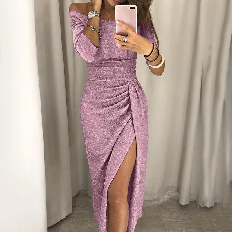 Elegant Long Dress Sexy Club Dress Evening Party Women Dresses Off Shoulder High Waist Vestido