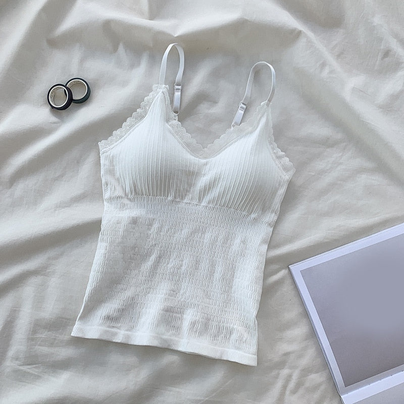 Seamless Underwear Bralette Tank Top with V neck Vest