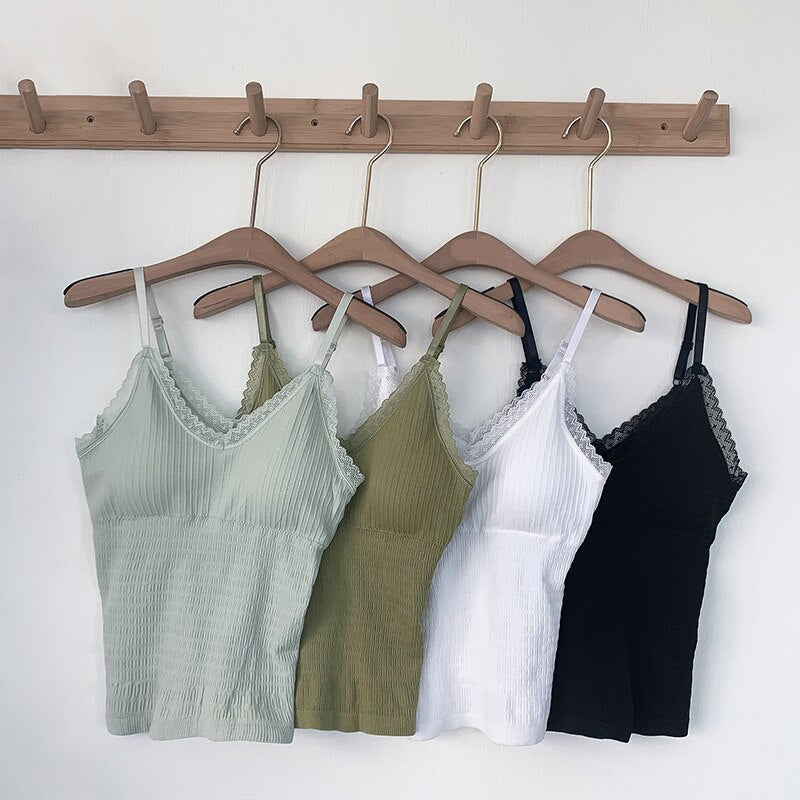 Seamless Underwear Bralette Tank Top with V neck Vest