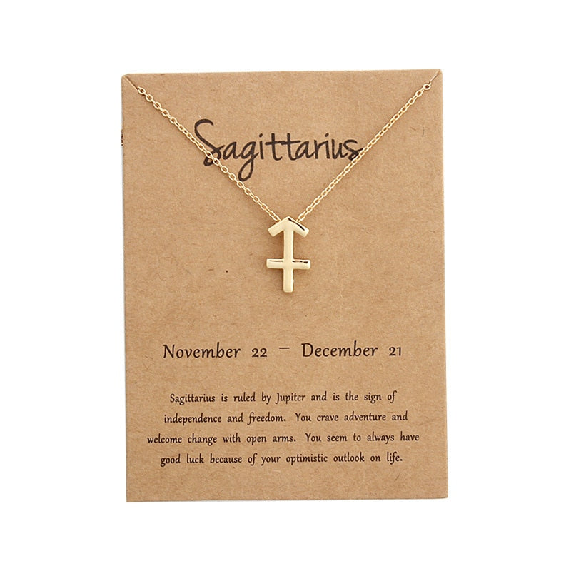 New Trendy Alloy Cute Elegant Star Zodiac 12 Constellation Pendant Necklaces for Women Fashion Gift Birthday Accessories Jewelry