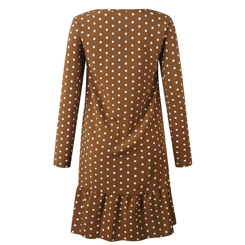 Gorgeous Dress Fashion Polka Dot Print with Long Sleeve