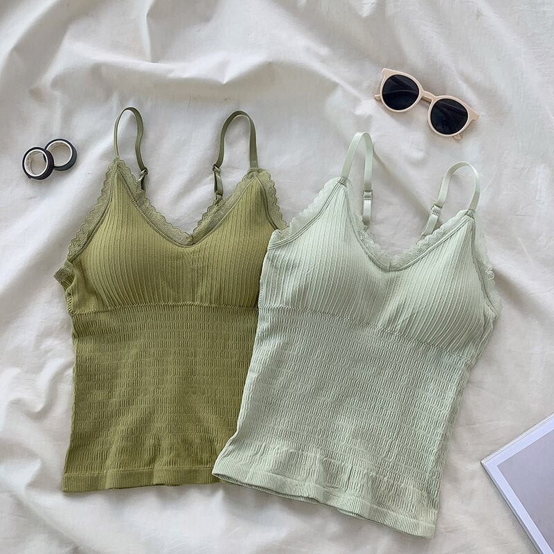 Seamless Underwear Bralette Tank Top with V neck Vest