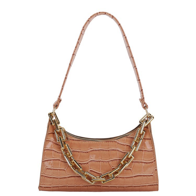 Casual Purse Totes Shoulder Bag in PU Leather and Zipper with Chain