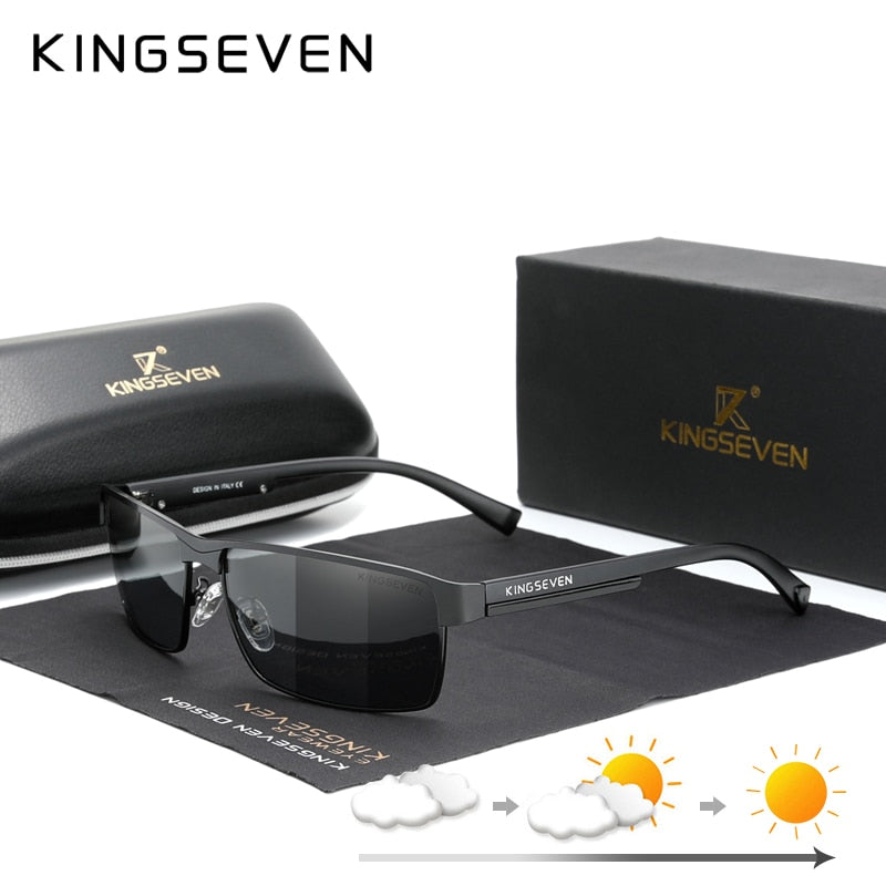 KINGSEVEN Moda Fotocromática Óculos de Sol Masculino Feminino Camaleão Polarizado Piloto Óculos de Sol Anti-reflexo Óculos de Condução UV400