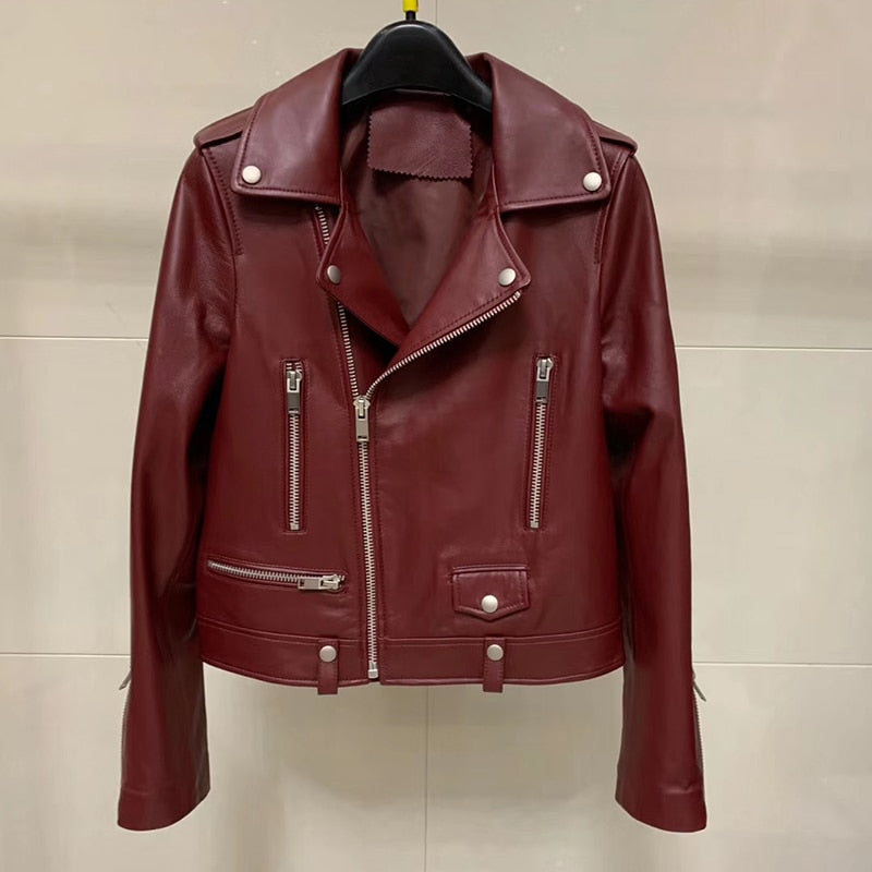 Leather Jacket Motorcycle model - 100% Genuine Leather