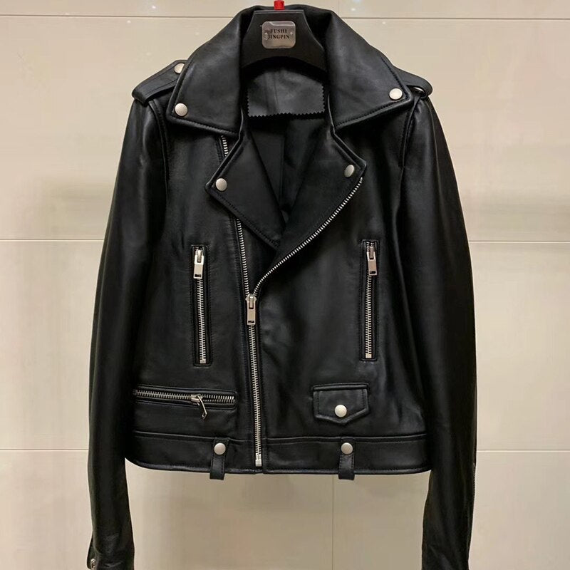 Leather Jacket Motorcycle model - 100% Genuine Leather