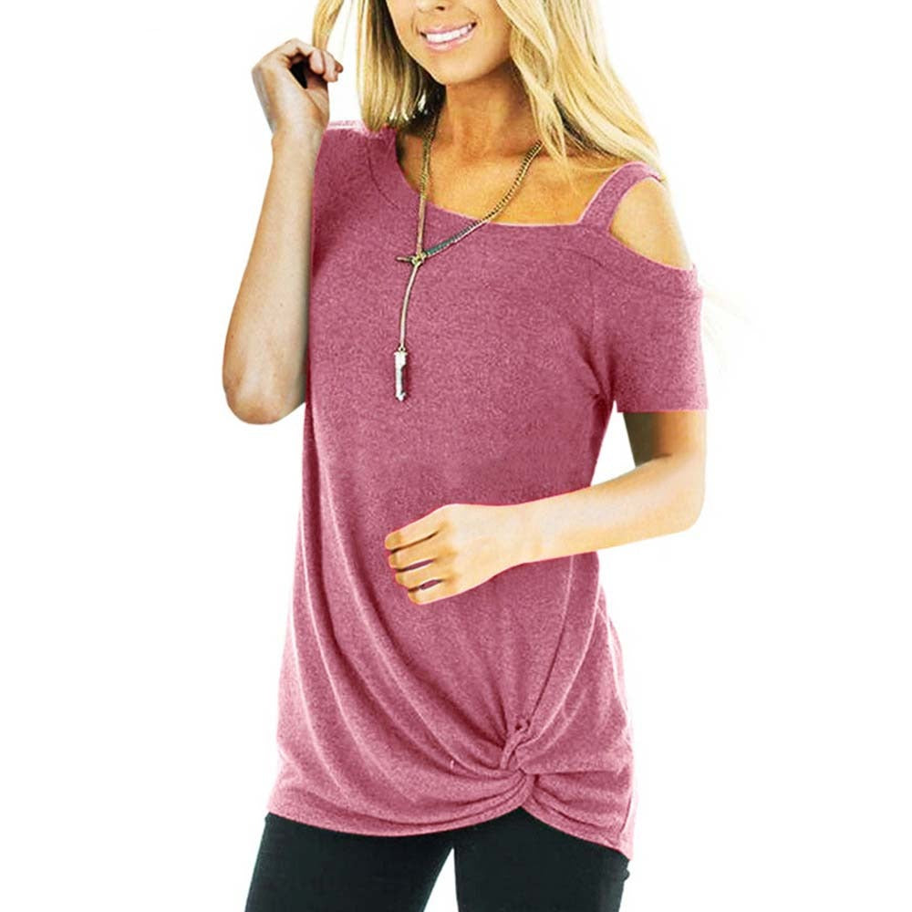 Gorgeous T Shirt with Cold-shoulder and Short Sleeve Shoulder Show