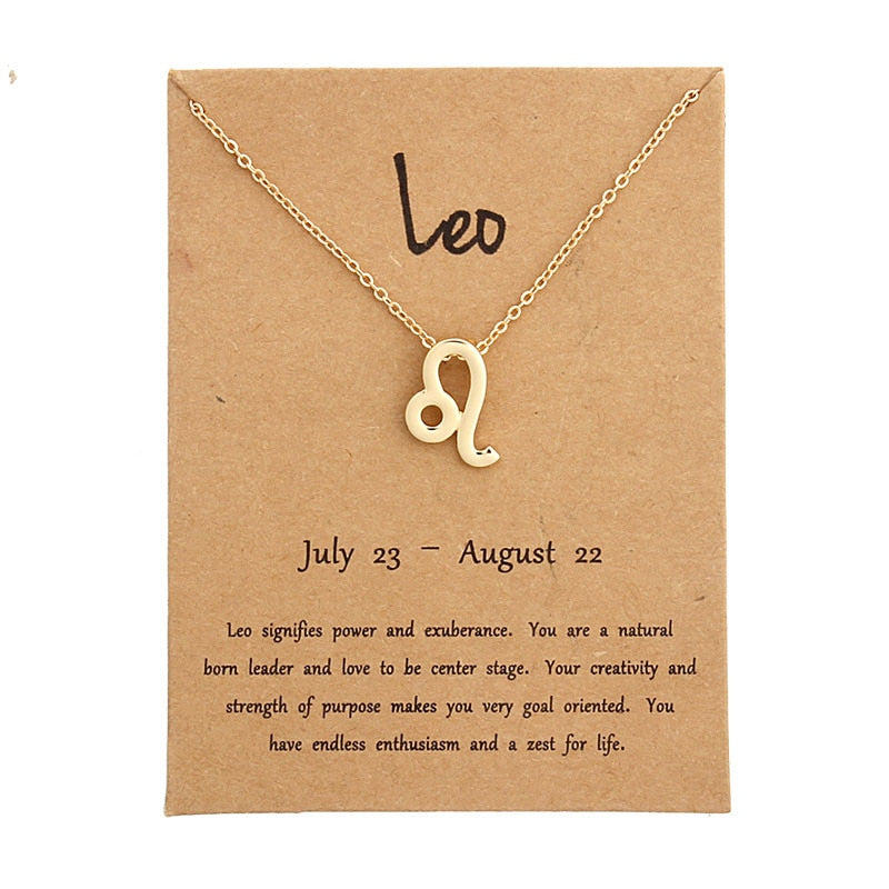 New Trendy Alloy Cute Elegant Star Zodiac 12 Constellation Pendant Necklaces for Women Fashion Gift Birthday Accessories Jewelry