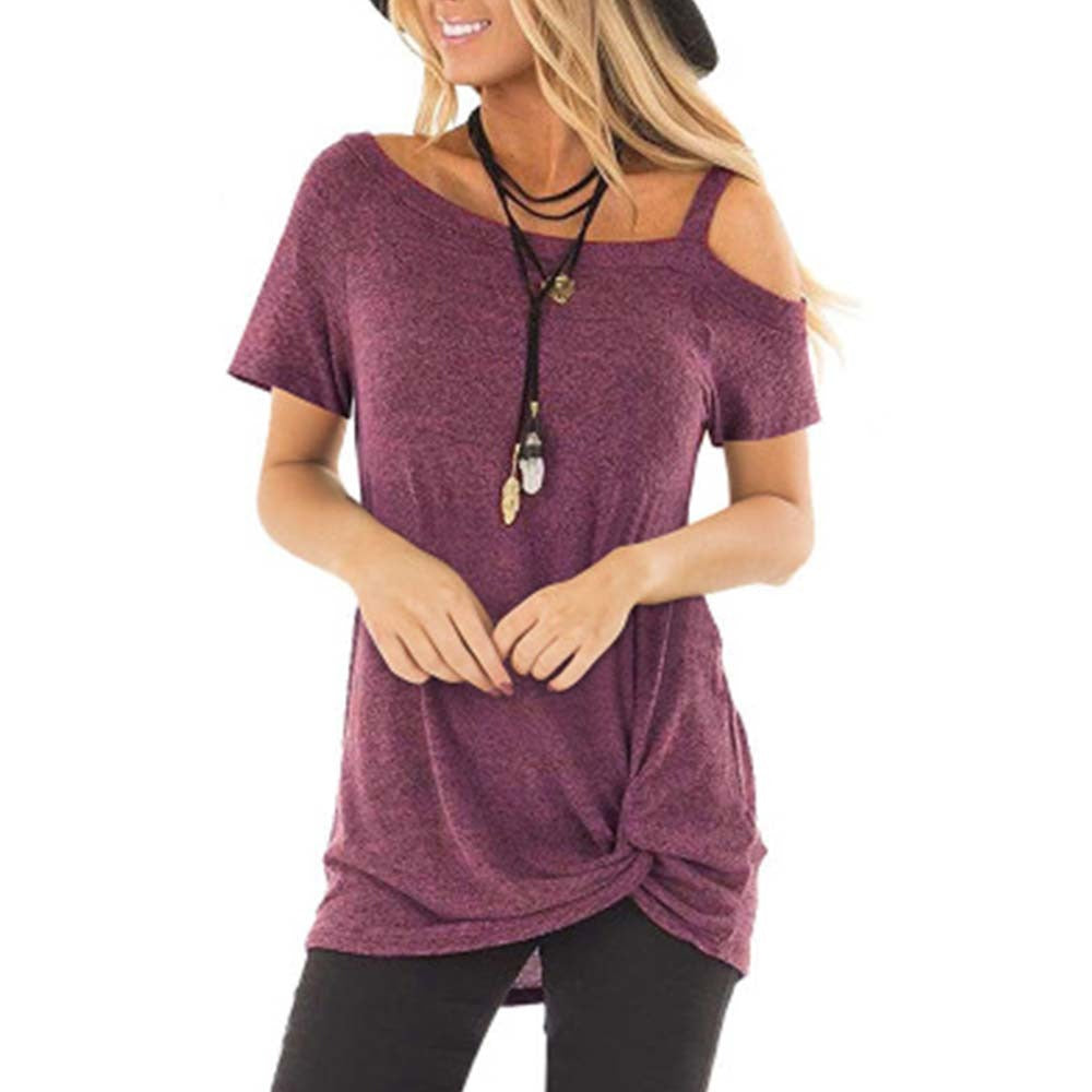 Gorgeous T Shirt with Cold-shoulder and Short Sleeve Shoulder Show