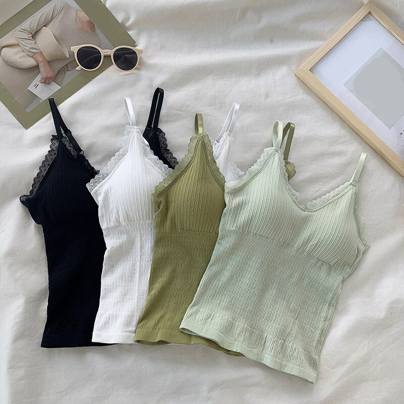 Seamless Underwear Bralette Tank Top with V neck Vest