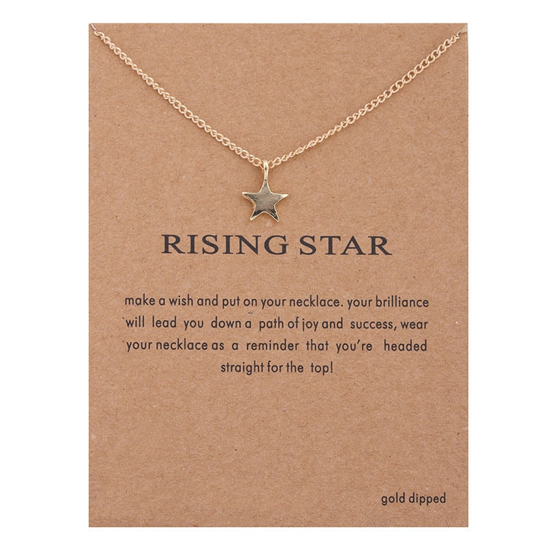 New Trendy Alloy Cute Elegant Sun Love Star Leaves Clover Unicorn Luck Pendant Necklaces