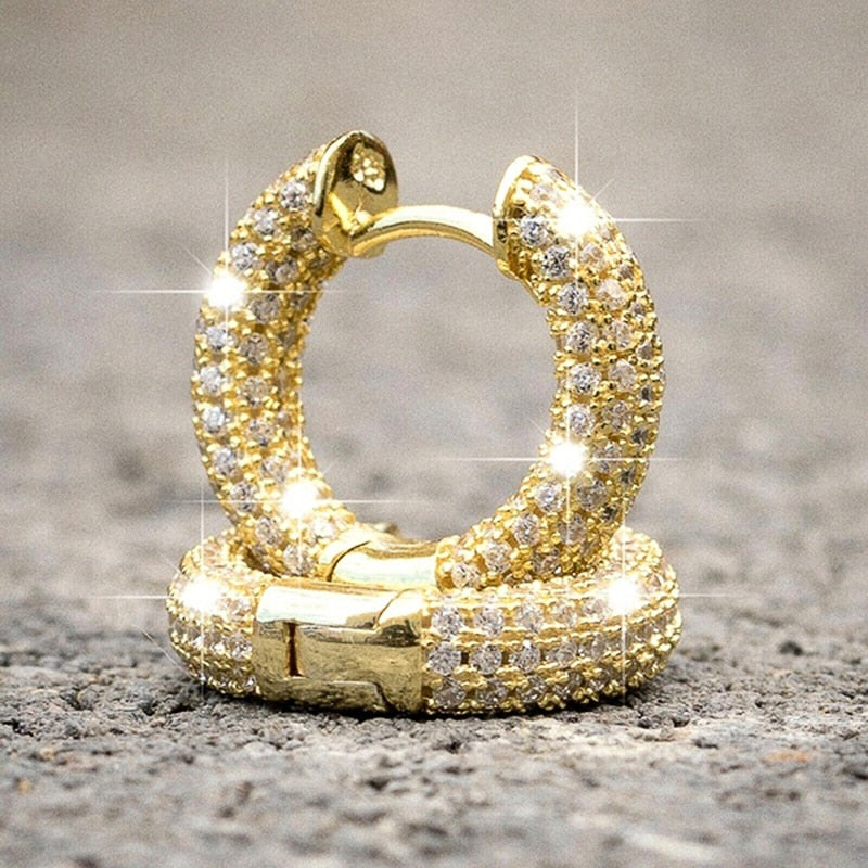 Gorgeous Small Hoop Earrings Paved CZ Stones Versatile