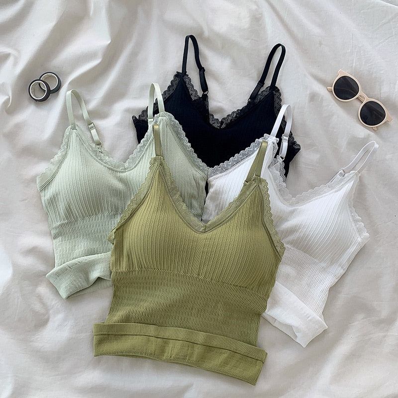 Seamless Underwear Bralette Tank Top with V neck Vest