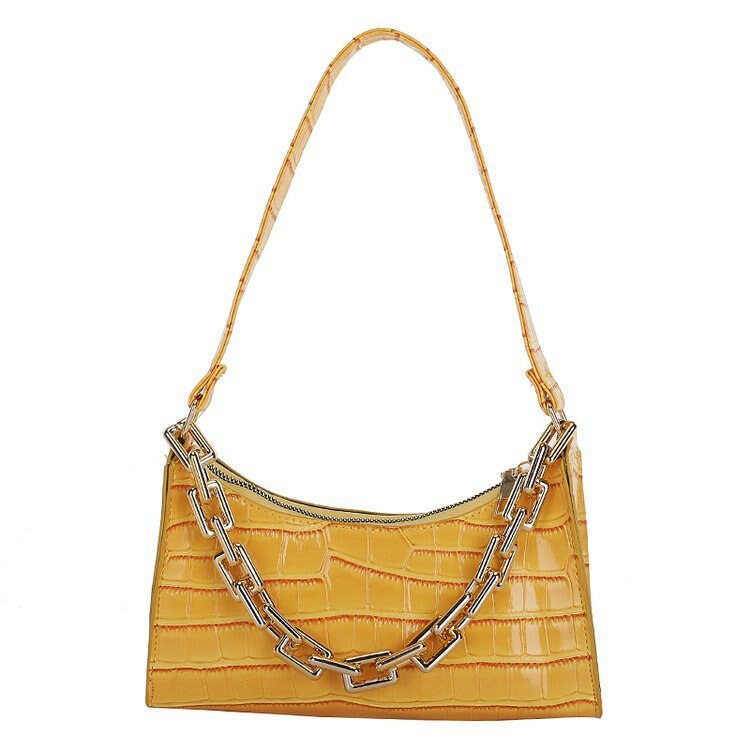 Casual Purse Totes Shoulder Bag in PU Leather and Zipper with Chain