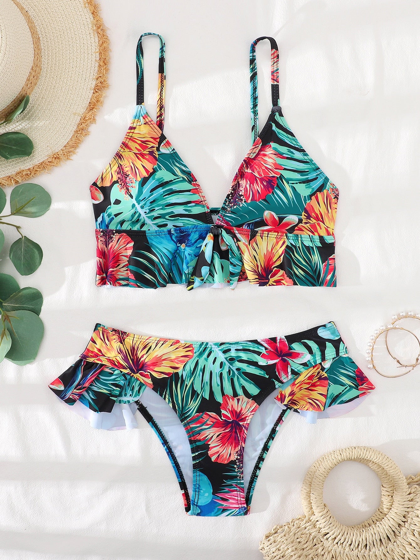 Bikini with Floral Print Padded Swimsuit Brazilian Style