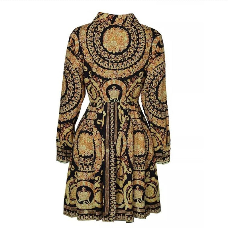 Fashion Vintage Boho Dress Loose Long Sleeve Party A-Line Dress Ladies Sexy V-neck Swing Short Mini Dresses