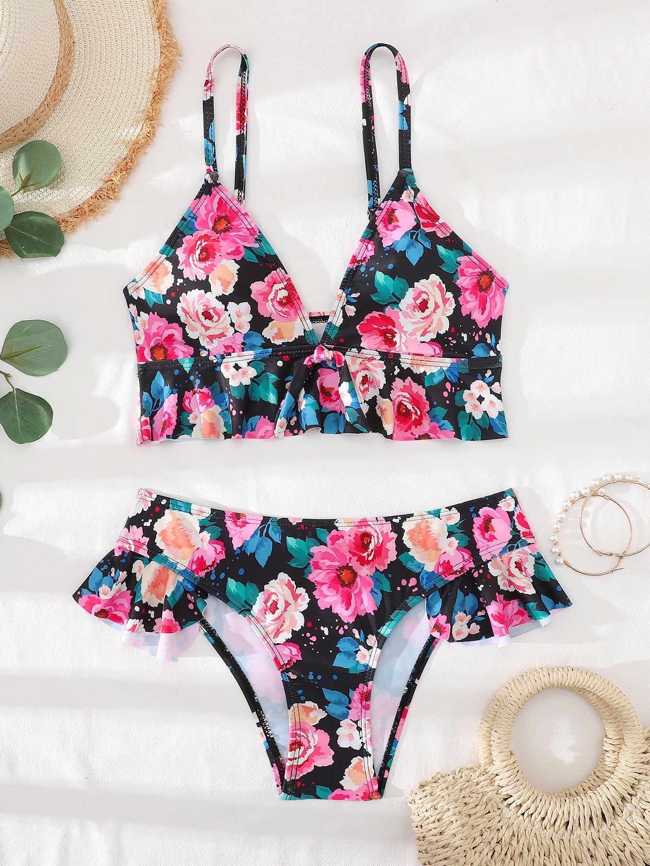 Bikini with Floral Print Padded Swimsuit Brazilian Style