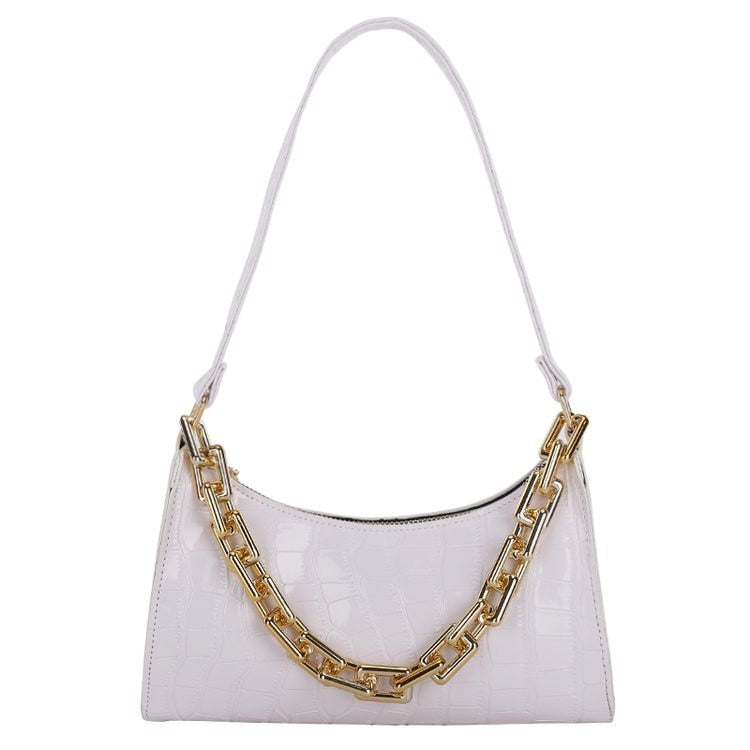 Casual Purse Totes Shoulder Bag in PU Leather and Zipper with Chain