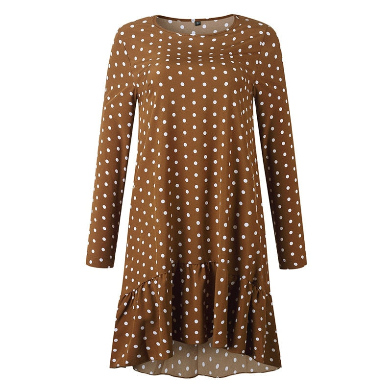 Gorgeous Dress Fashion Polka Dot Print with Long Sleeve