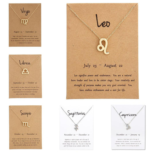 New Trendy Alloy Cute Elegant Star Zodiac 12 Constellation Pendant Necklaces for Women Fashion Gift Birthday Accessories Jewelry