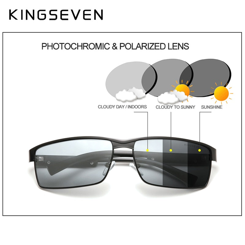 KINGSEVEN Moda Fotocromática Óculos de Sol Masculino Feminino Camaleão Polarizado Piloto Óculos de Sol Anti-reflexo Óculos de Condução UV400