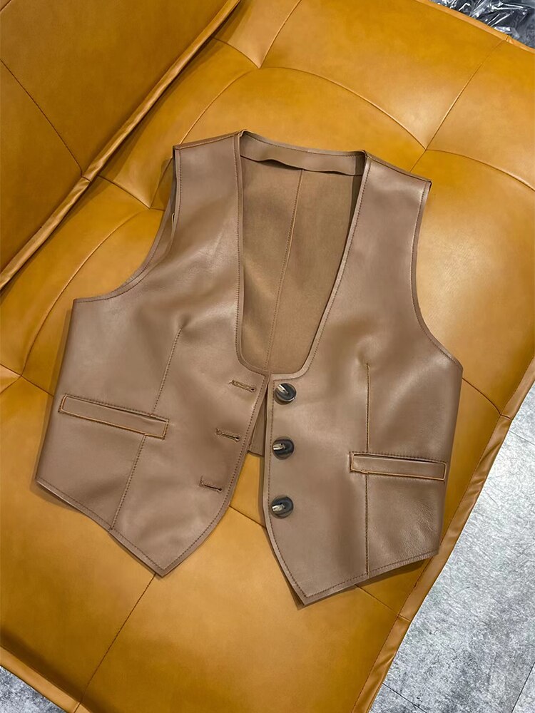 Vest Genuine Sheepskin Leather Jackets - 100% Genuine Leather