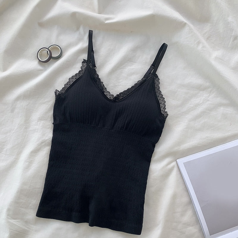 Seamless Underwear Bralette Tank Top with V neck Vest