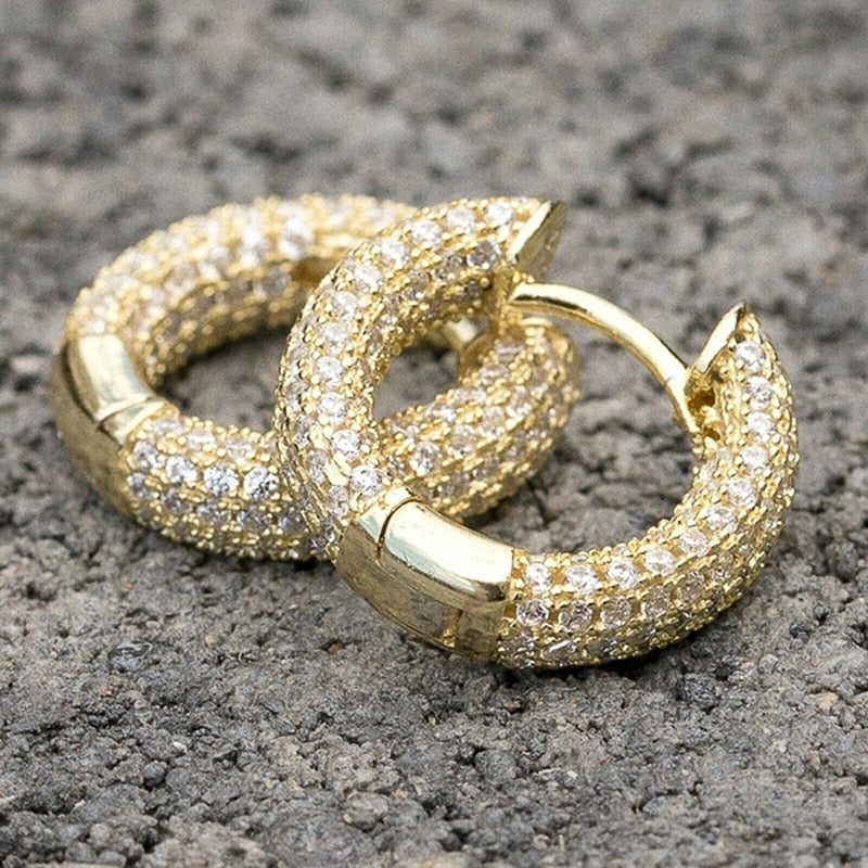 Gorgeous Small Hoop Earrings Paved CZ Stones Versatile