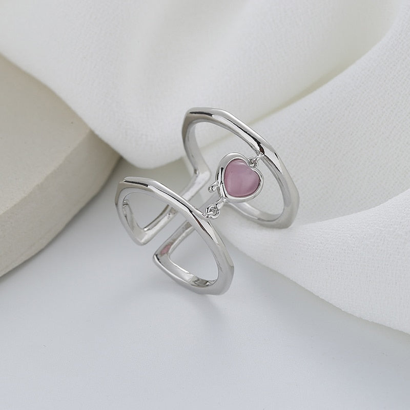 Pink Crystal Cubic Ring made with Zirconia and Copper Resizable