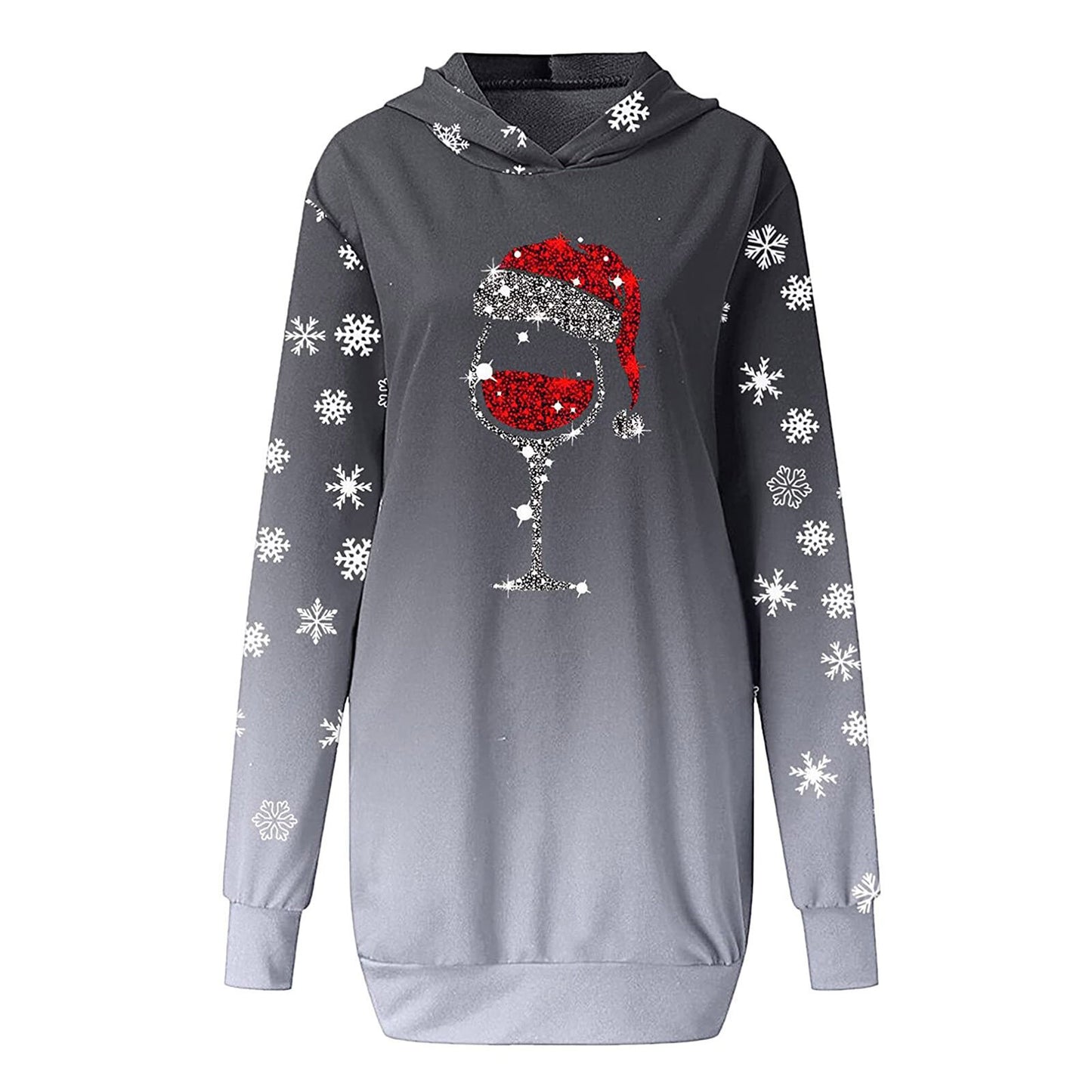 Christmas Autumn Winter Fashion Print Loose Long Sleeve Hoodie