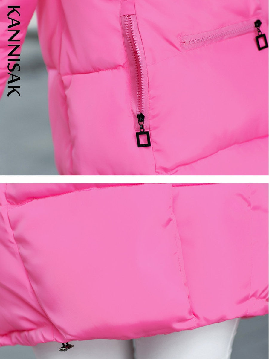 Parkas Long Thick and Warm Jacket Hooded Fur Zipper