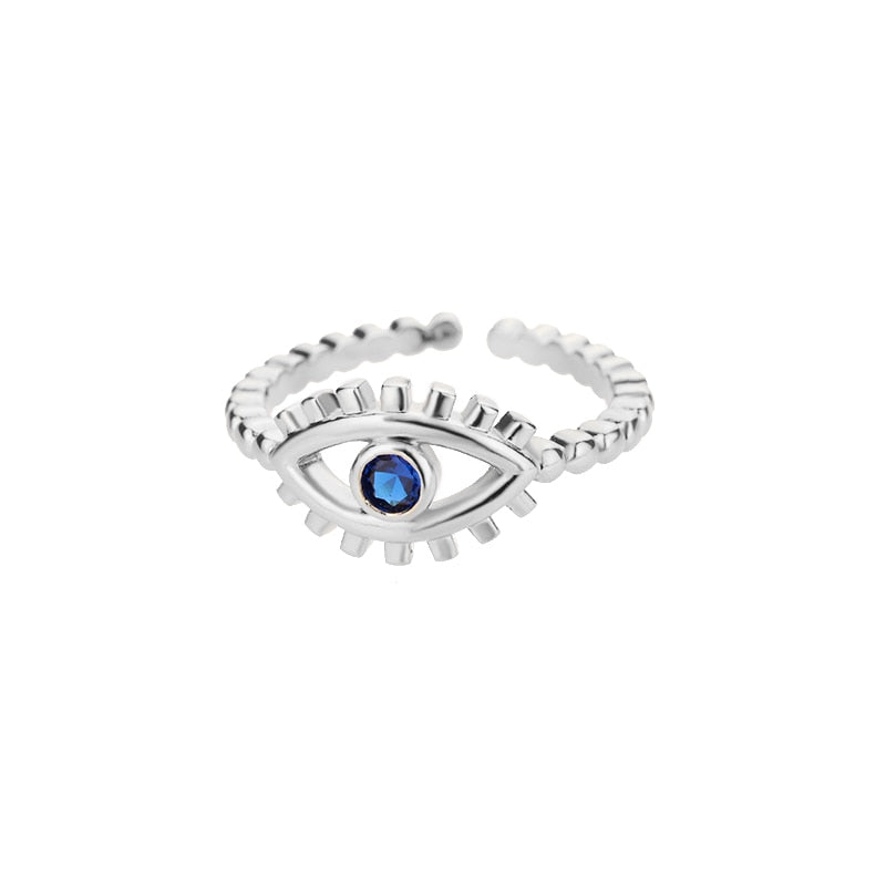 Anel redimensionável Evil Eye Blue Zirconia Stone (ouro e prata)