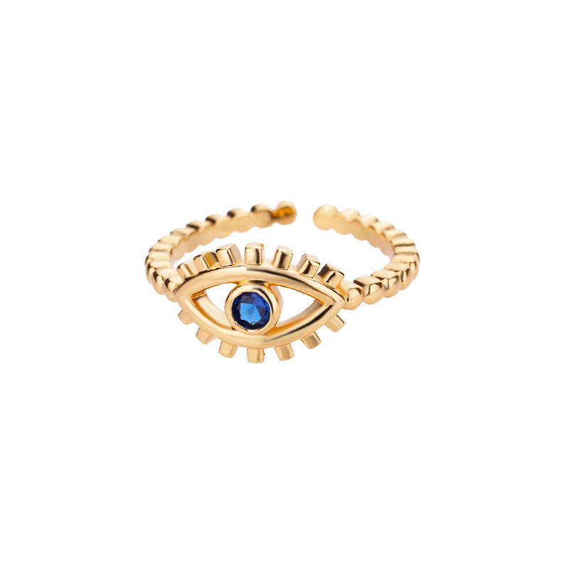 Resizable Ring Evil Eye Blue Zirconia Stone (Gold and Silver)