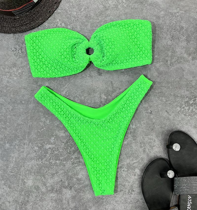 Para Praia 2022 Sexy High Cut Swimsuits Bandeau Bikini Set Thong Swimwear Strapless Women Brazilian Biquinis Set Bathing Suit