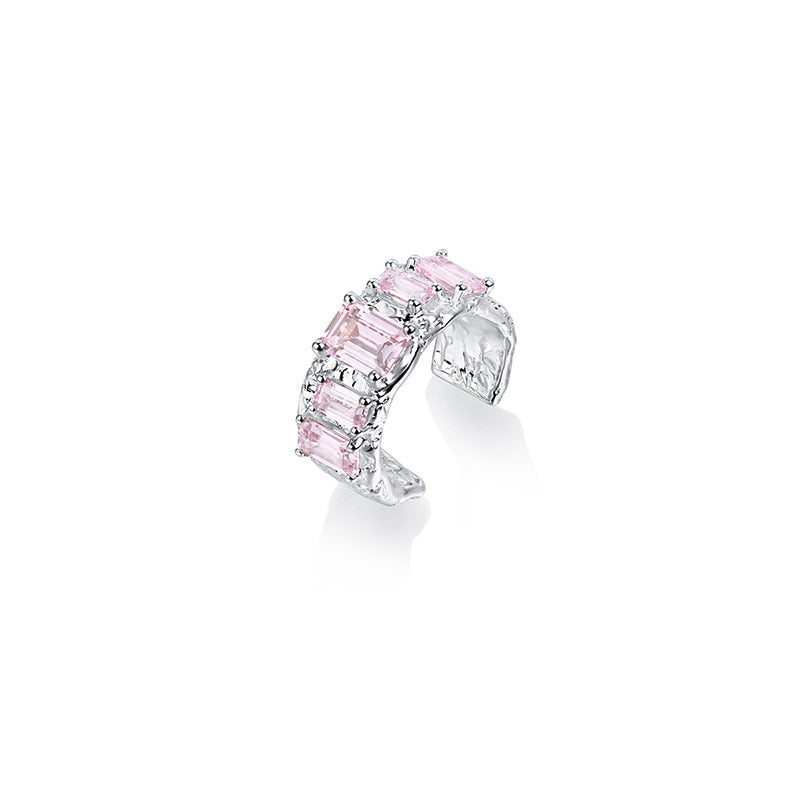 Pink Crystal Cubic Ring made with Zirconia and Copper Resizable