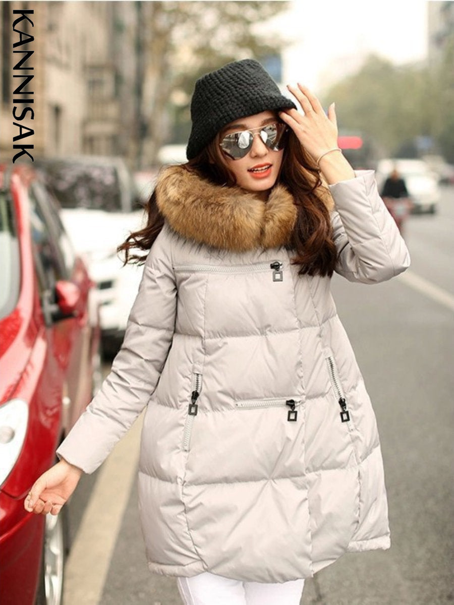 Parkas Long Thick and Warm Jacket Hooded Fur Zipper