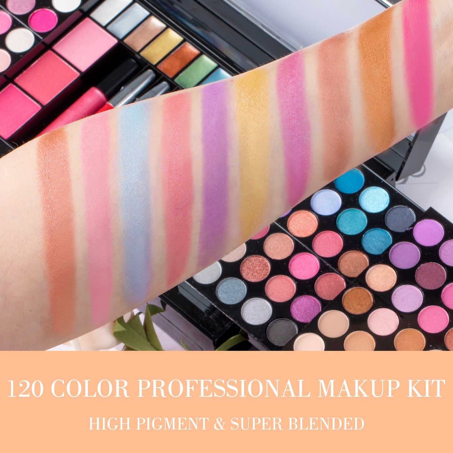 Huge Makeup Kit in 120 Colors with Eye Shadow Powder Blusher Lipstick Foundation Puff Flour