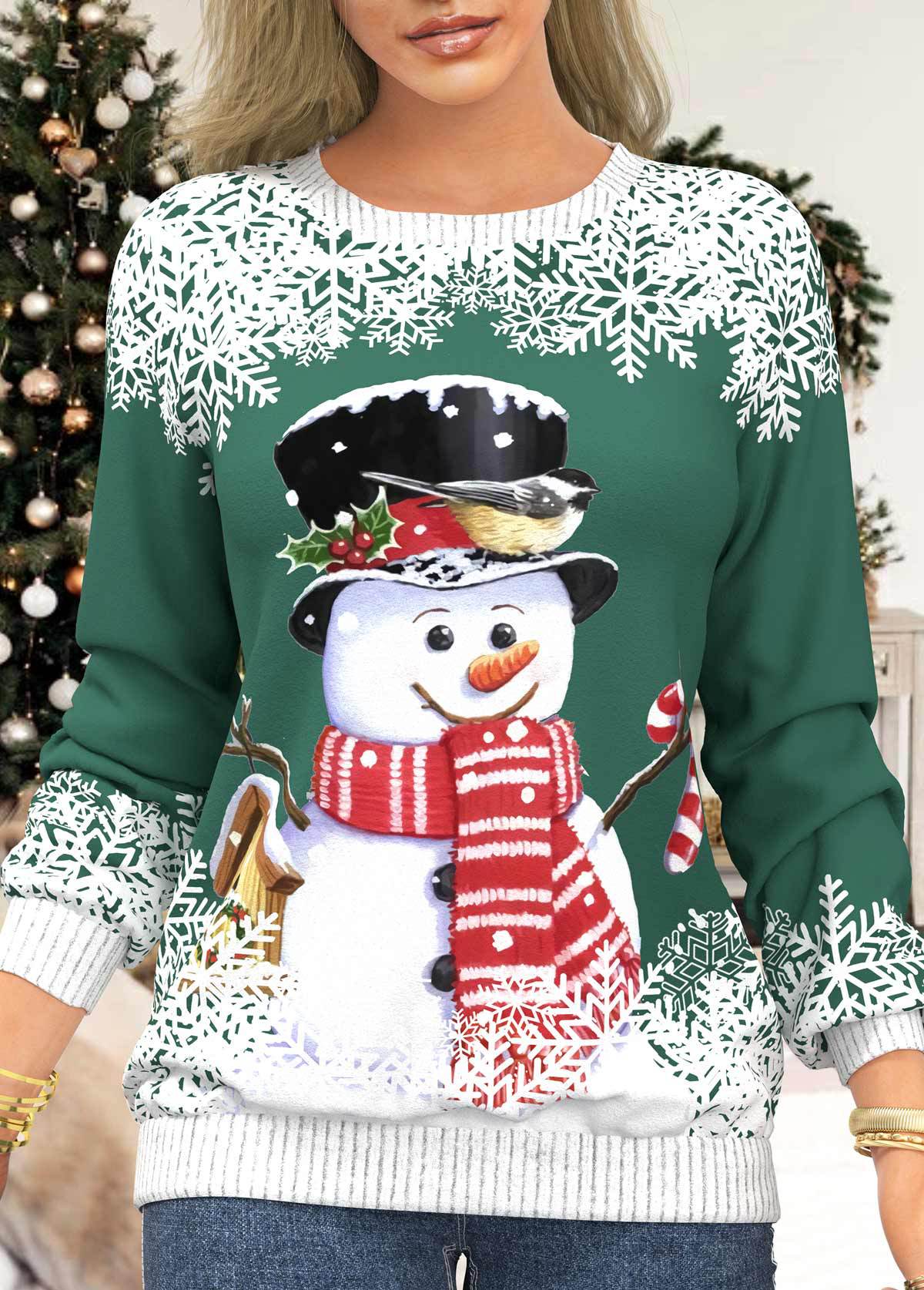 Christmas 3D Printed T-shirt Loose O-Neck Retro Pullover Blouse Shirt