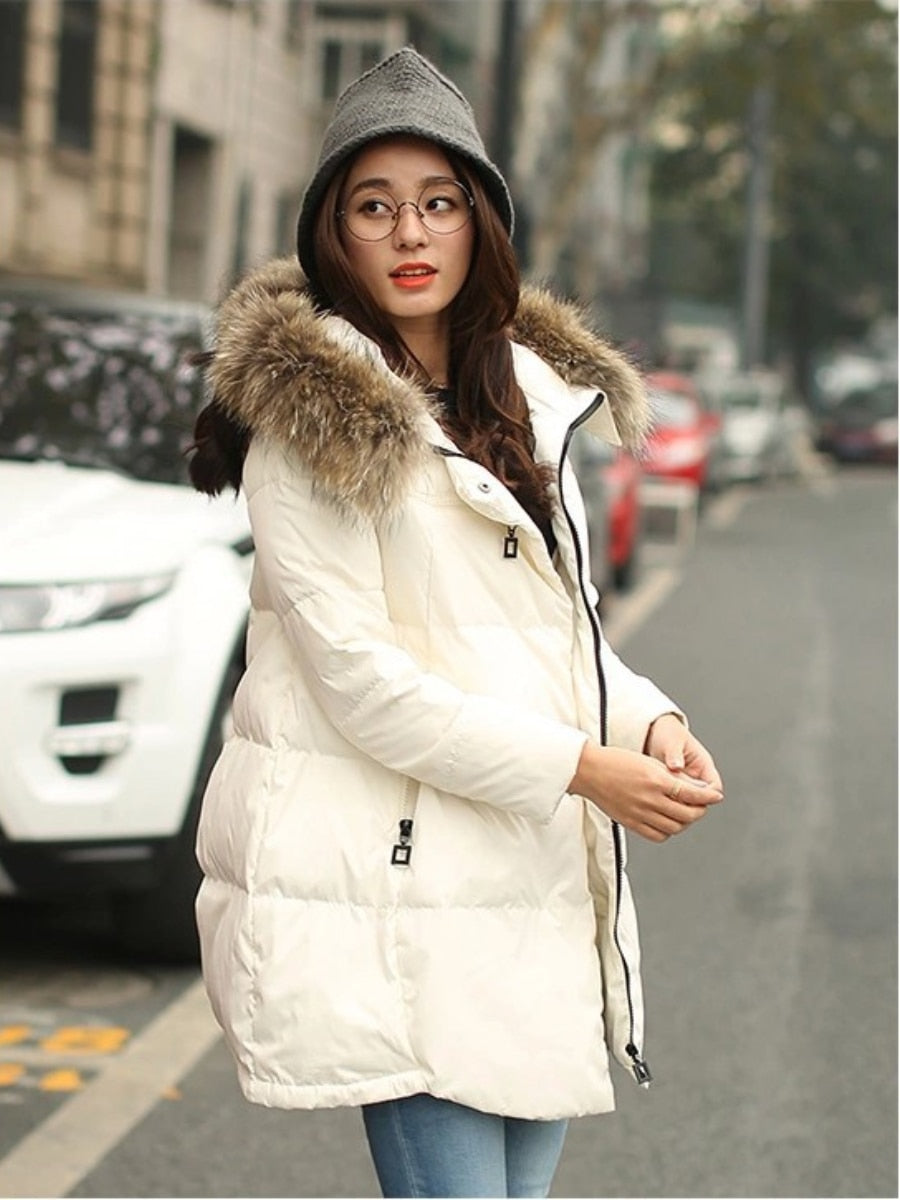 Parkas Long Thick and Warm Jacket Hooded Fur Zipper