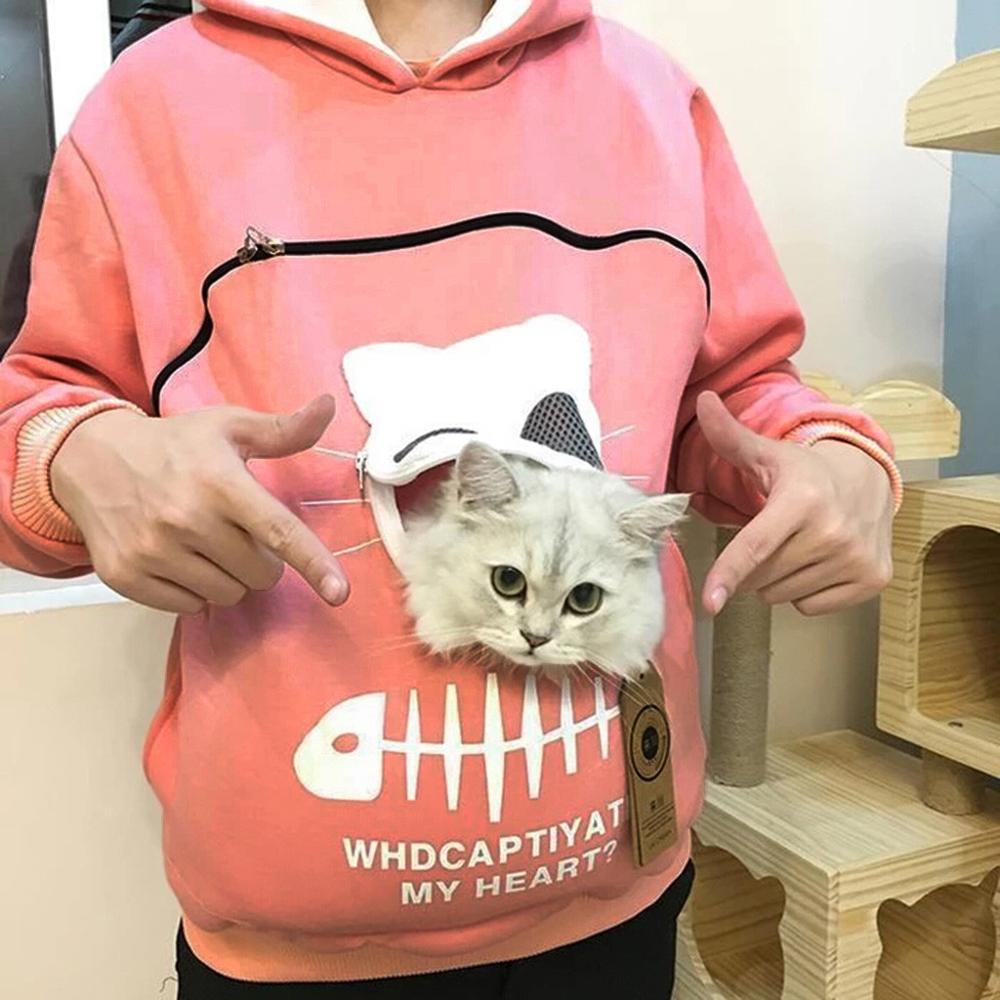 Cat Kangaroo Hoodie Pullover with Pocket to Hold your Cat!