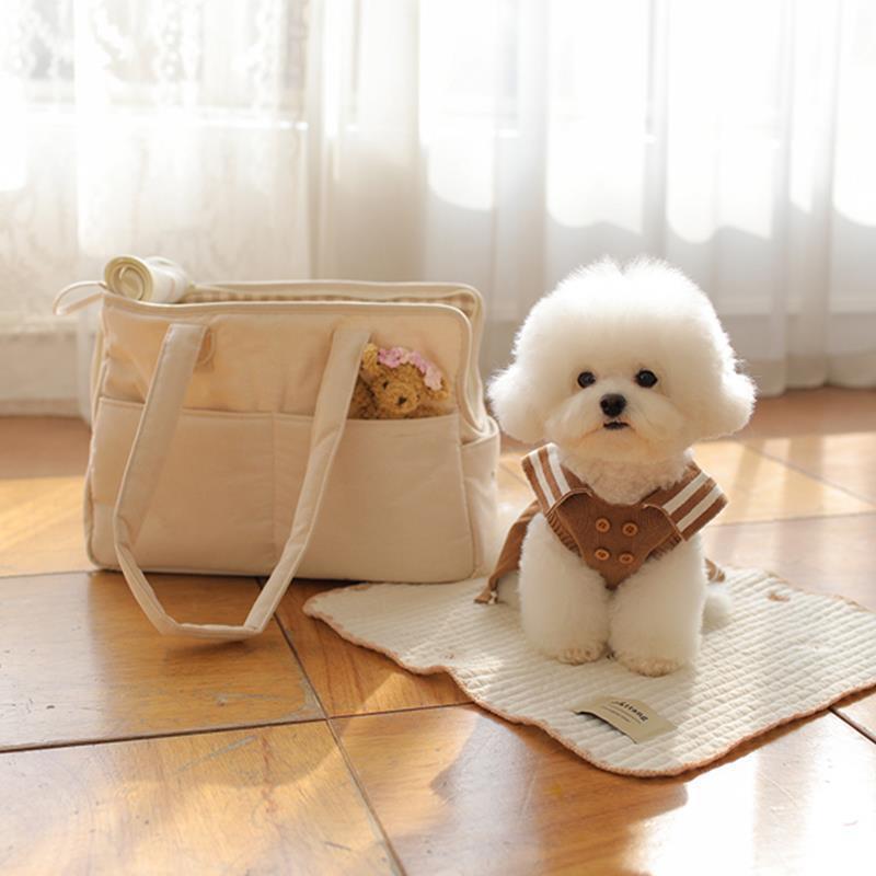 Linda bolsa portátil para cachorro com almofada para pães pequenos