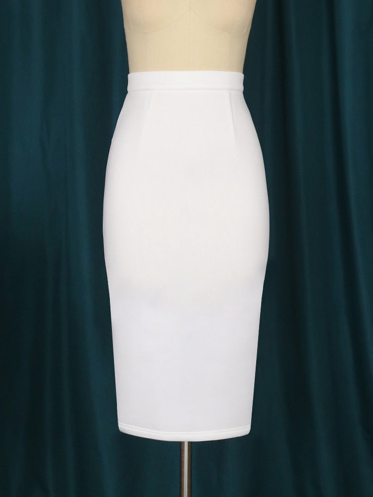 Plus Size White Skirt Sets in Off Shoulder Tops and with High Waist Skirt