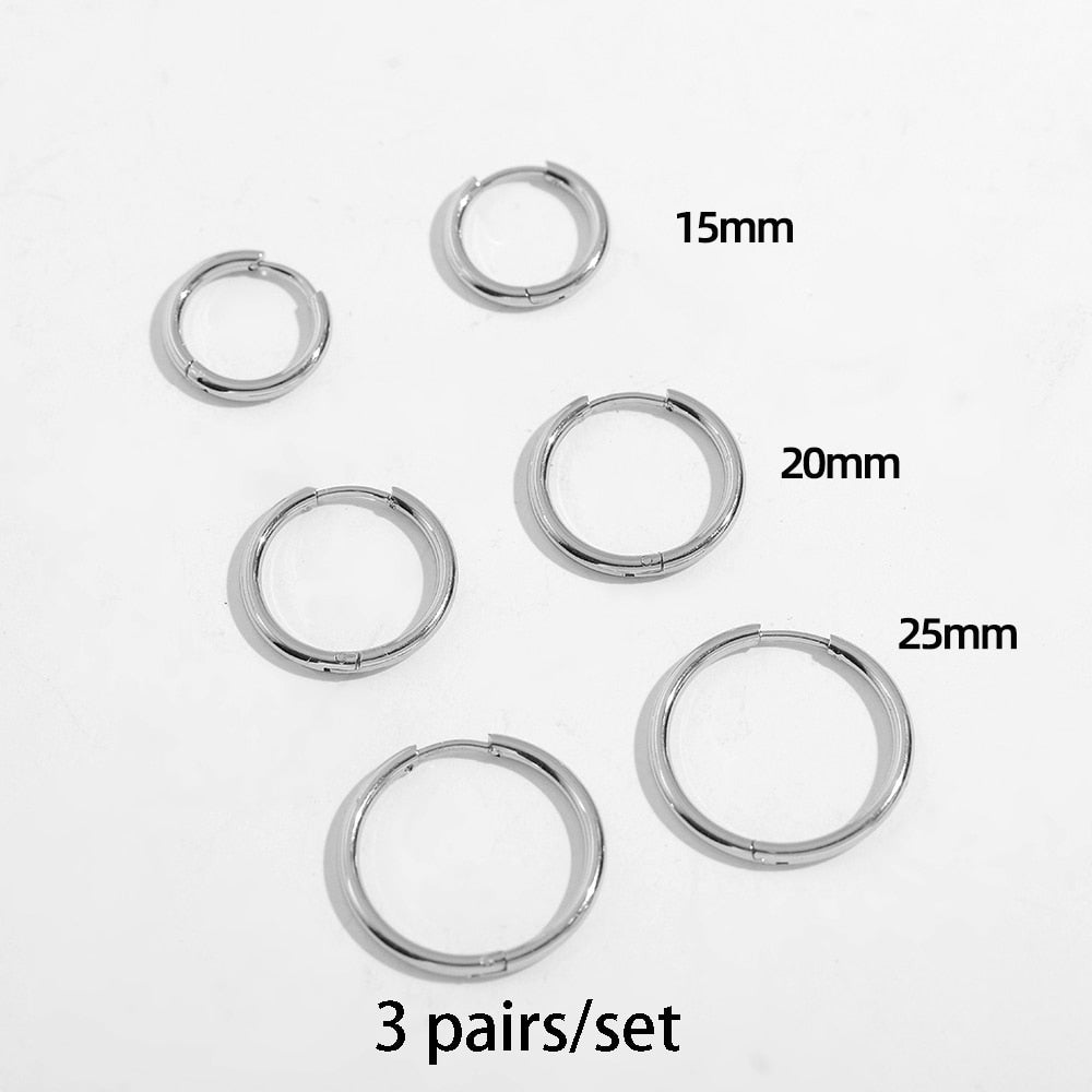 Stainless Steel Ring in different styles Hoop Earrings Small Simple Round Circle Huggies