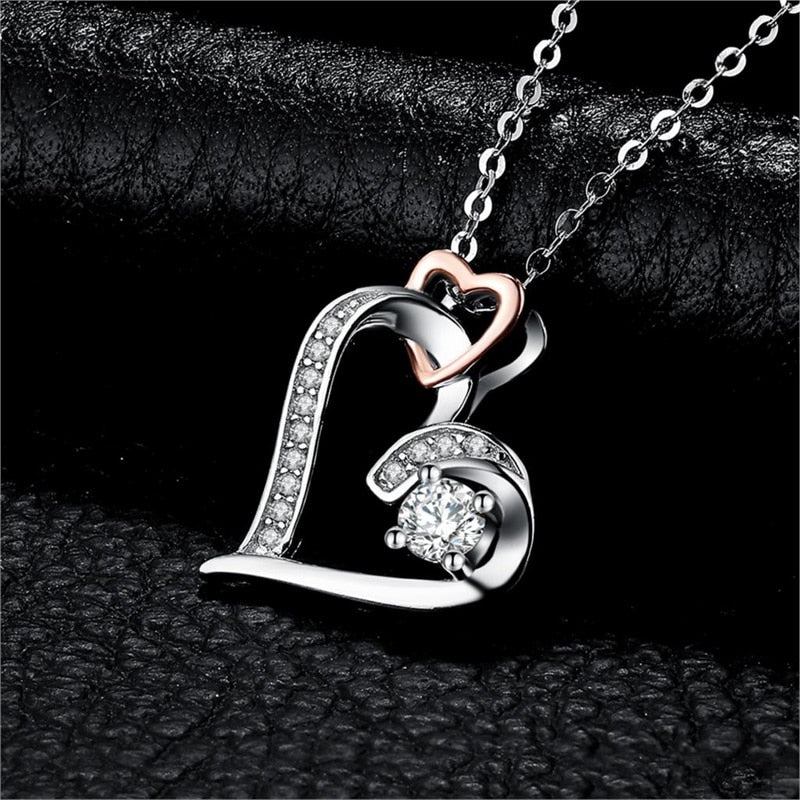 Hollow-out Design Double Heart Necklace