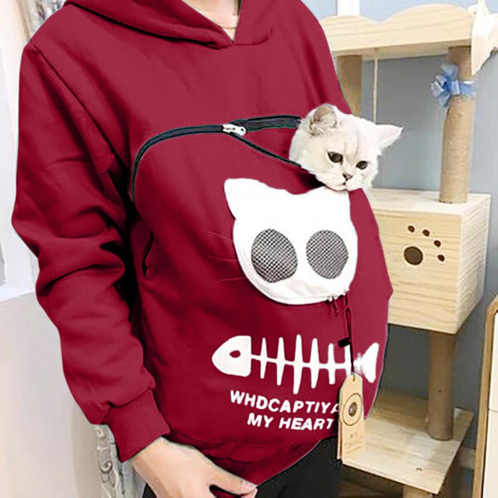 Cat Kangaroo Hoodie Pullover with Pocket to Hold your Cat!