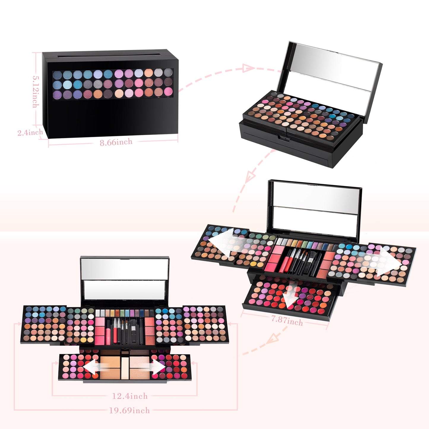 Huge Makeup Kit in 120 Colors with Eye Shadow Powder Blusher Lipstick Foundation Puff Flour