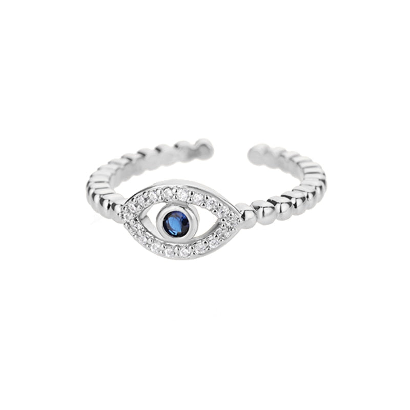 Anel redimensionável Evil Eye Blue Zirconia Stone (ouro e prata)