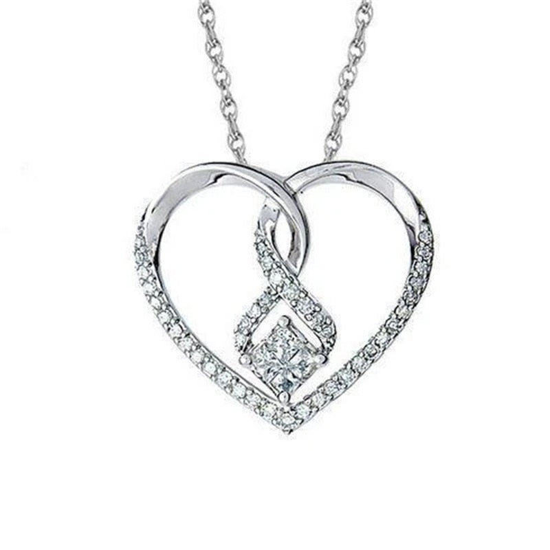 Hollow-out Design Double Heart Necklace