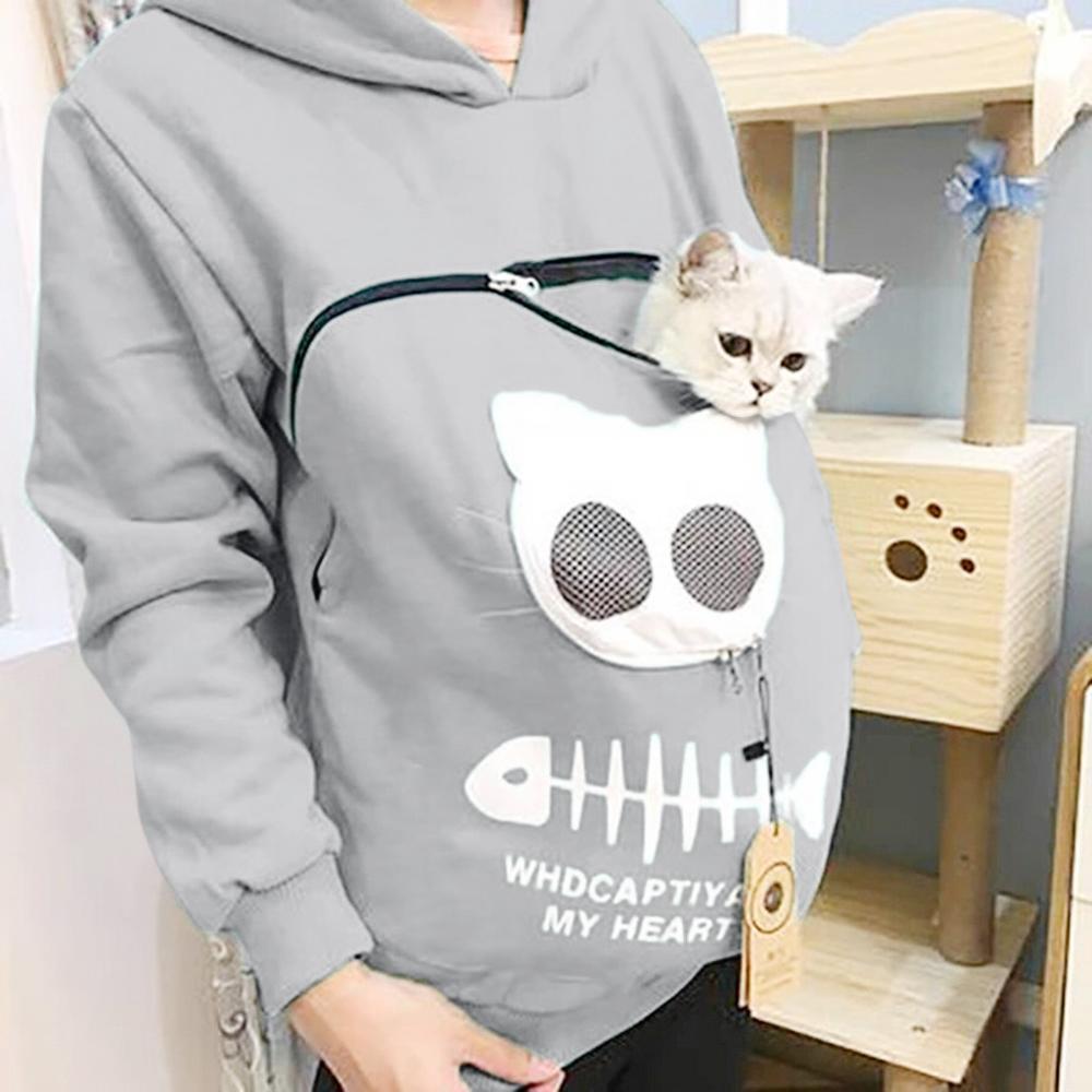 Cat Kangaroo Hoodie Pullover with Pocket to Hold your Cat!