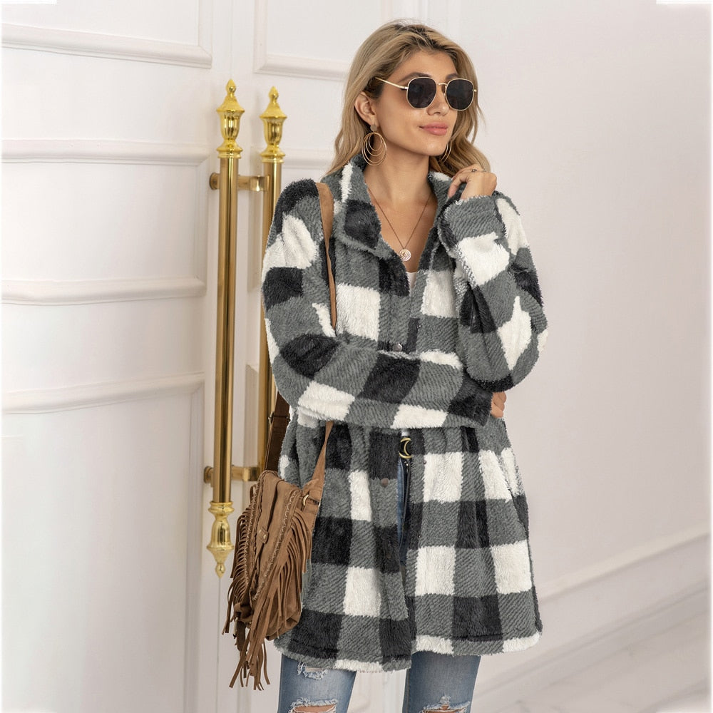 Wool Coat Plaid with Long Jacket and Long Sleeve